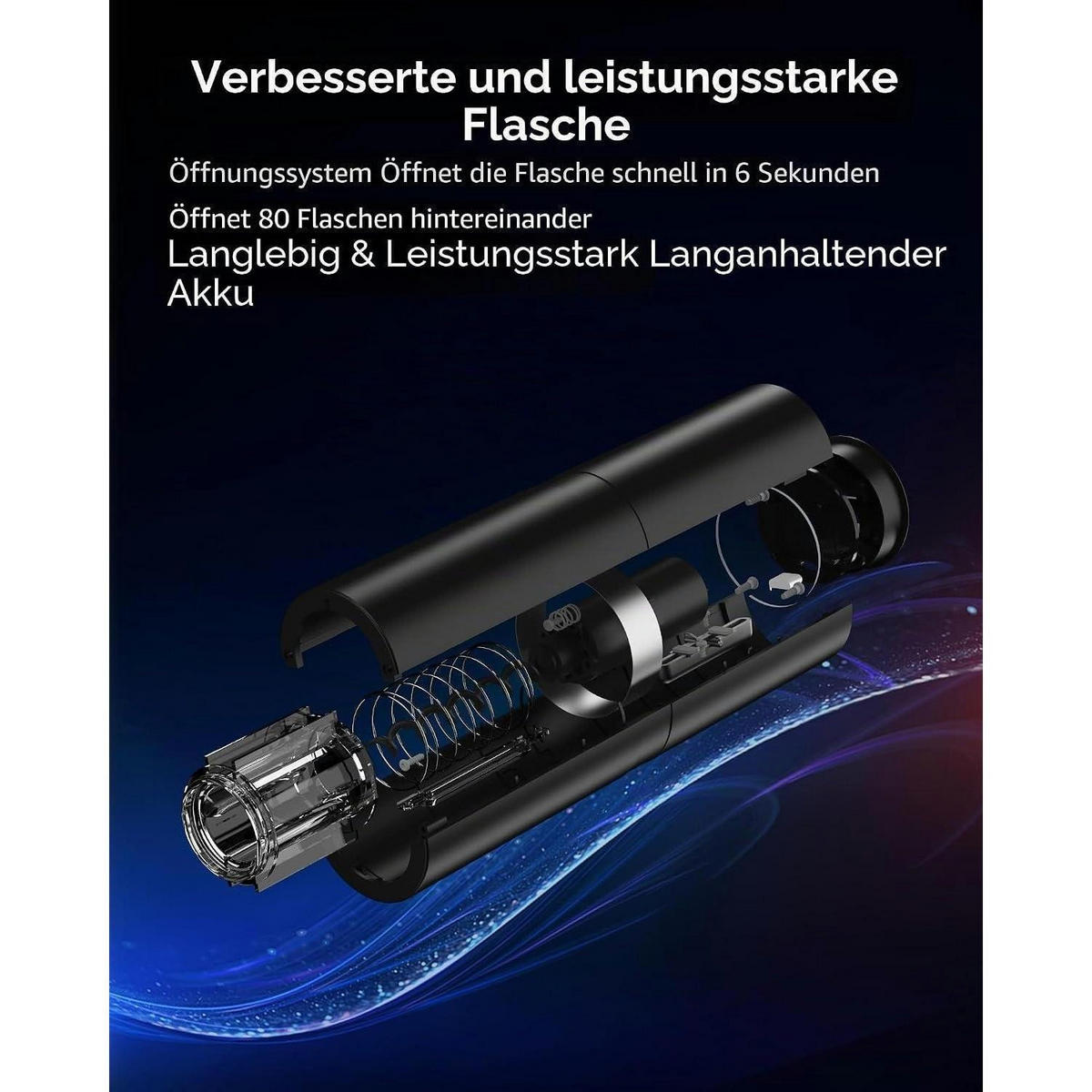 ELEKTRISCHER Flaschenöffner Set mit Kapselschneider - Grau, Kunststoff (23.1cm)
