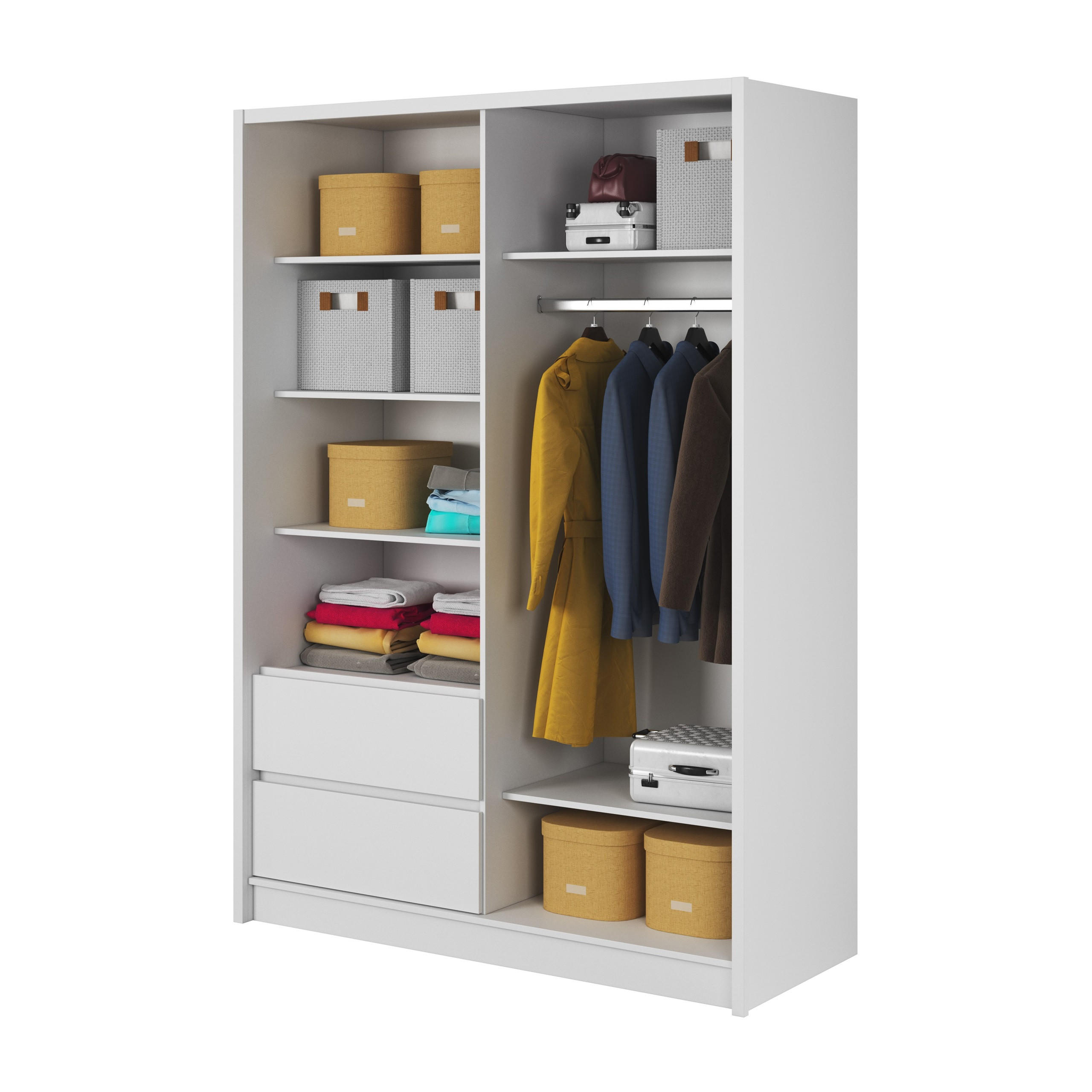 SCHWEBETÜRENSCHRANK SABRINA 154/214/62 cm 3-türig mit Spiegel Weiß - Weiß, Holzwerkstoff (154/214/62cm) - MASSENO