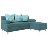 SCHLAFSOFA Dover mit Polsterhocker - Türkis/Chromfarben, Holz/Kunststoff (192/80cm) - MIRJAN24