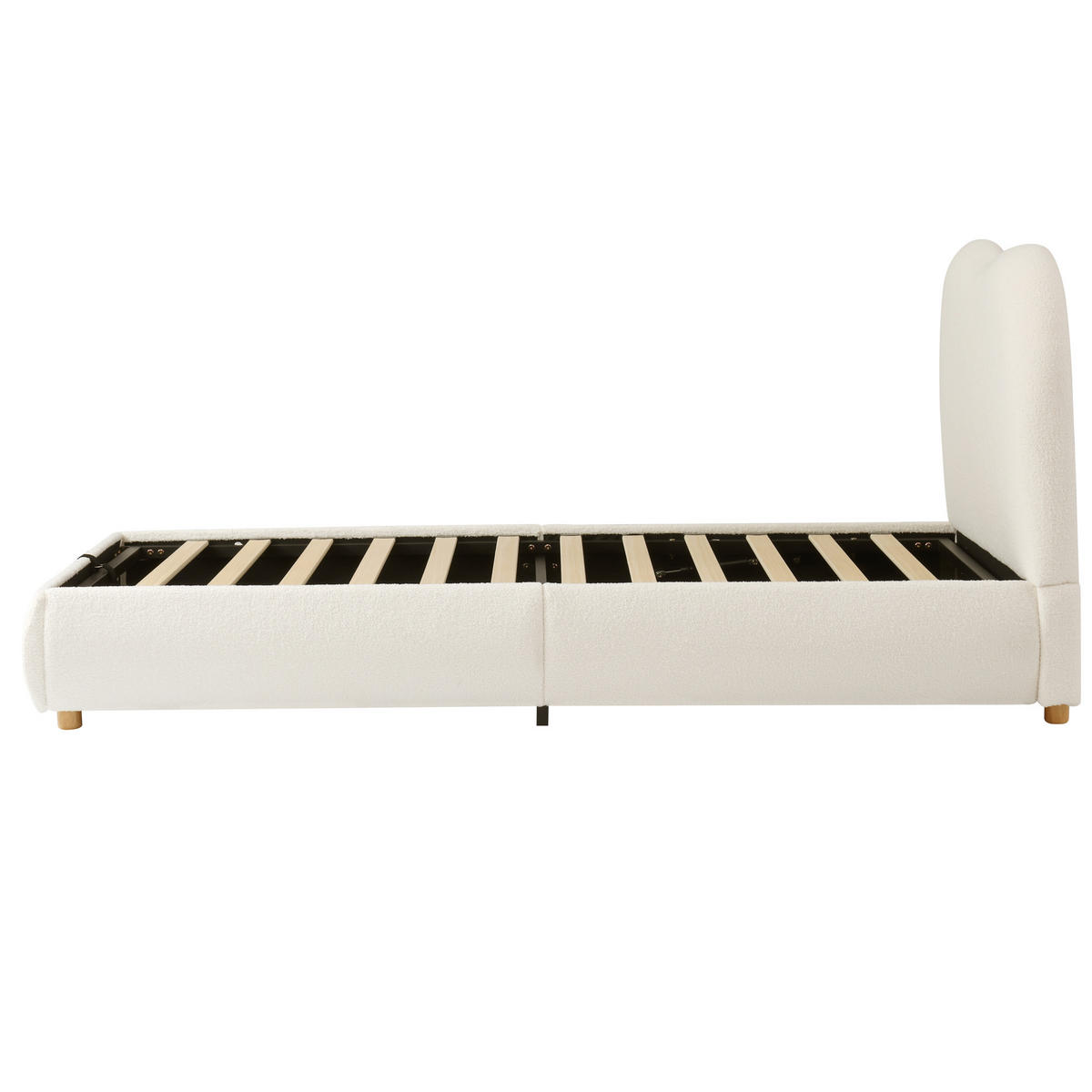 KINDERBETT mit Stauraum Bouclé Beige - Beige, Metall (90/200cm) - Meubliv