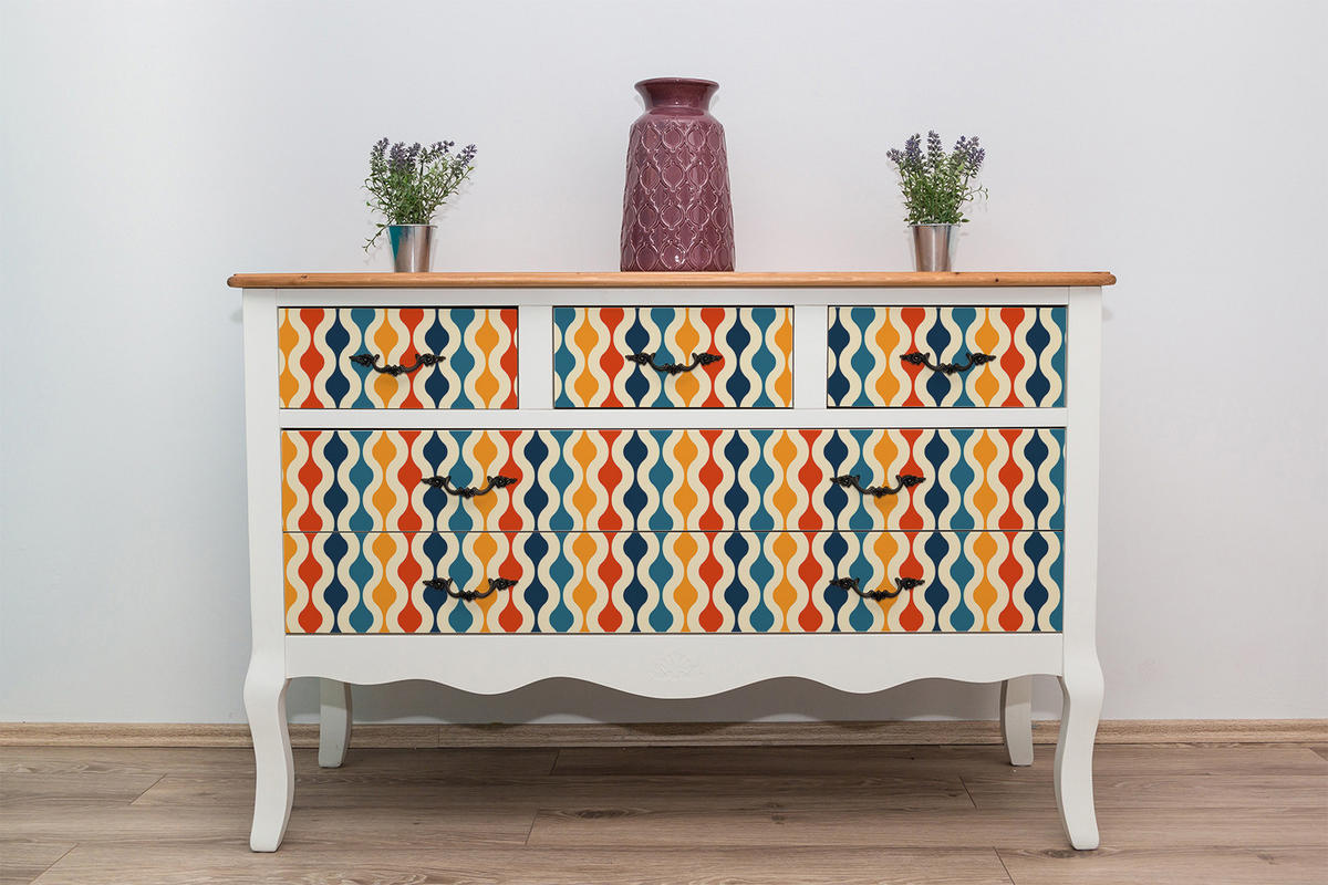 MÖBELAUFKLEBER 100x50 cm Retro-Muster - Multicolor, Kunststoff (100/50/50cm) - TULUP