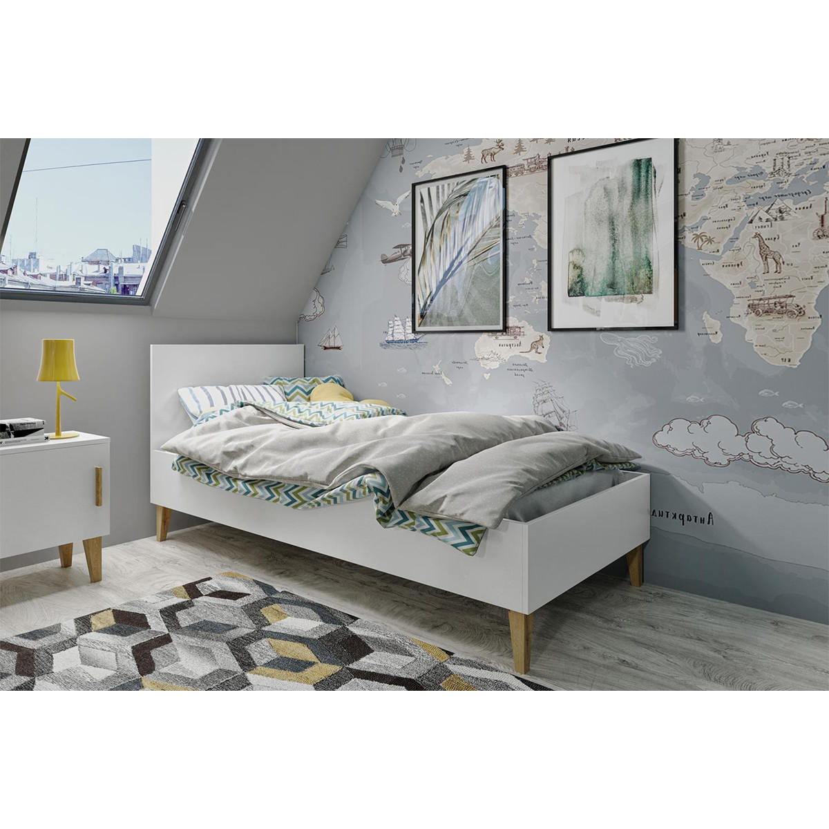 POSTEĽ Kubi Biela - biela, kompozitné drevo (80/180cm) - Petits-meubles