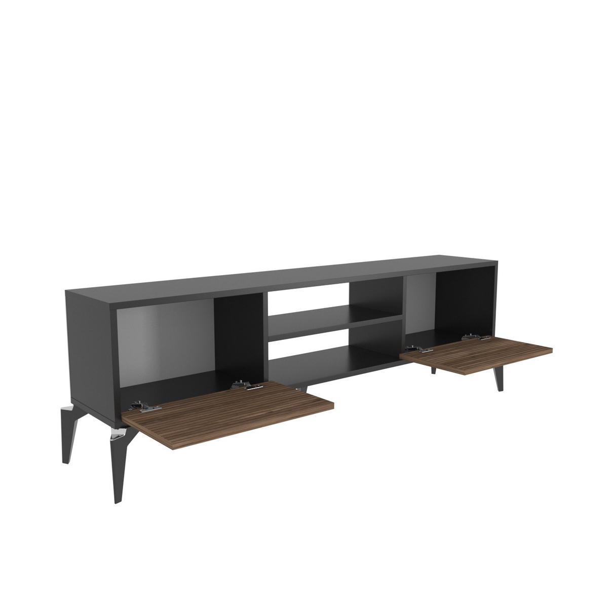 TV-LOWBOARD Lojo - Schwarz/Braun, Holzwerkstoff (160/52/29.5cm) - Decorotika
