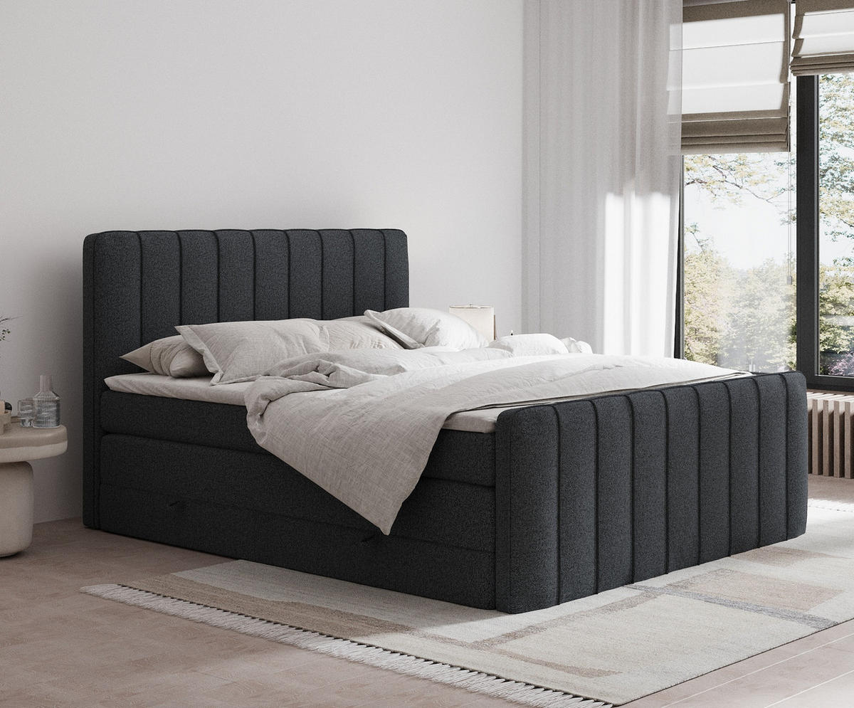 BOXSPRINGBETT Novara Schwarz 140/200 cm - Schwarz, Holz/Holzwerkstoff (140/200cm) - Maison de Reve