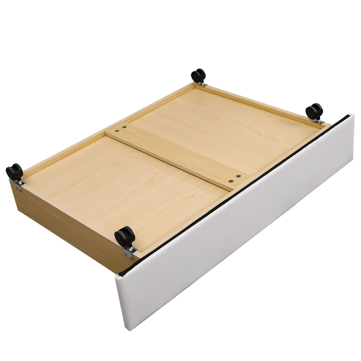 POLSTERBETT 160x200 Lattenrost 2 Schubladen Kopfteil Kunstleder Weiß - Weiß, Leder (160/200cm) - FLIEKS