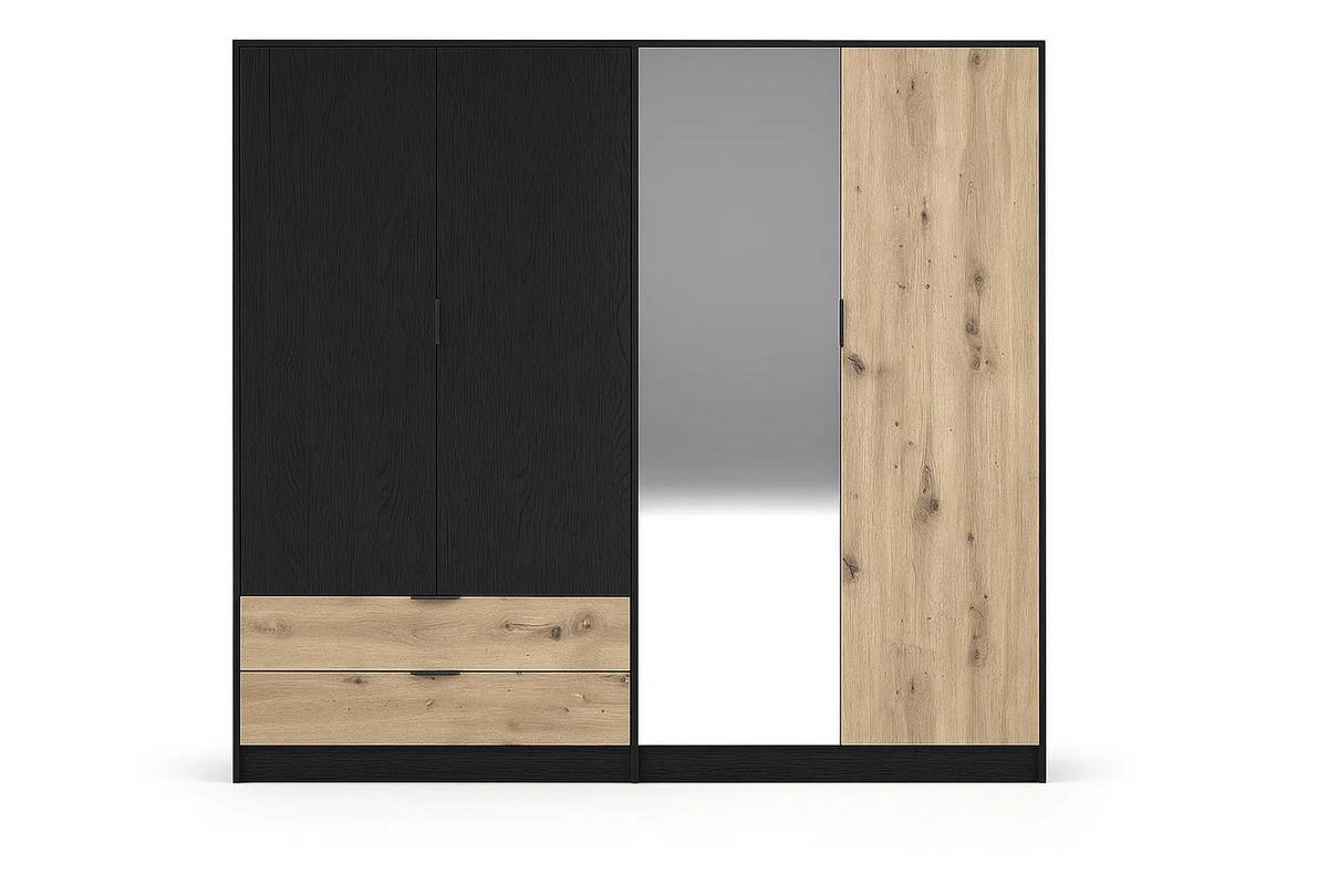 KLEIDERSCHRANK Graphit Schwarz, Eiche Artisan 221/203/54 - Eiche Artisan, Holzwerkstoff (221/203/54cm) - RAUMHIRSCH FURNITURE
