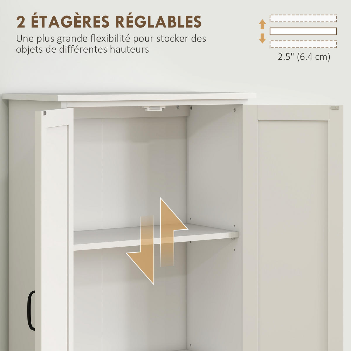 HIGHBOARD DE-11320 3 verstellbare Böden & 2 Türen Weiß - Weiß, Holzwerkstoff (30/153/60cm) - ComfortXL