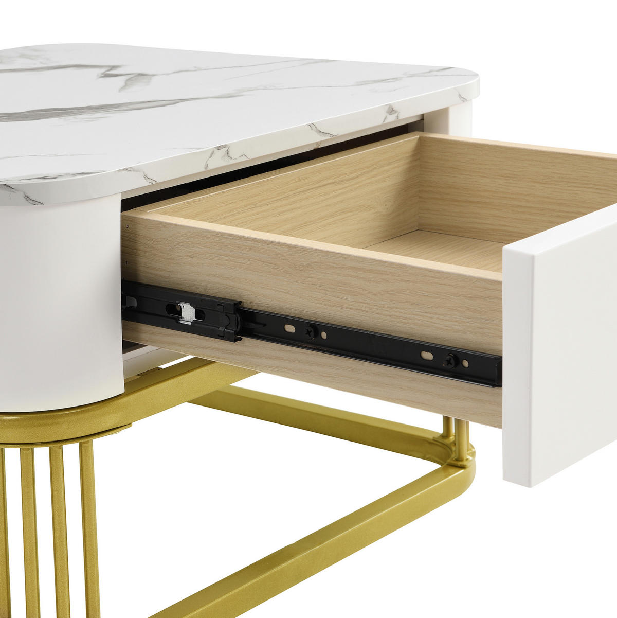 COUCHTISCH aus MDF 60x60x42,5 & 50x50x34 cm in Weiß mit Schublade - Weiß, Holzwerkstoff (60/60/42.5cm) - Modfu