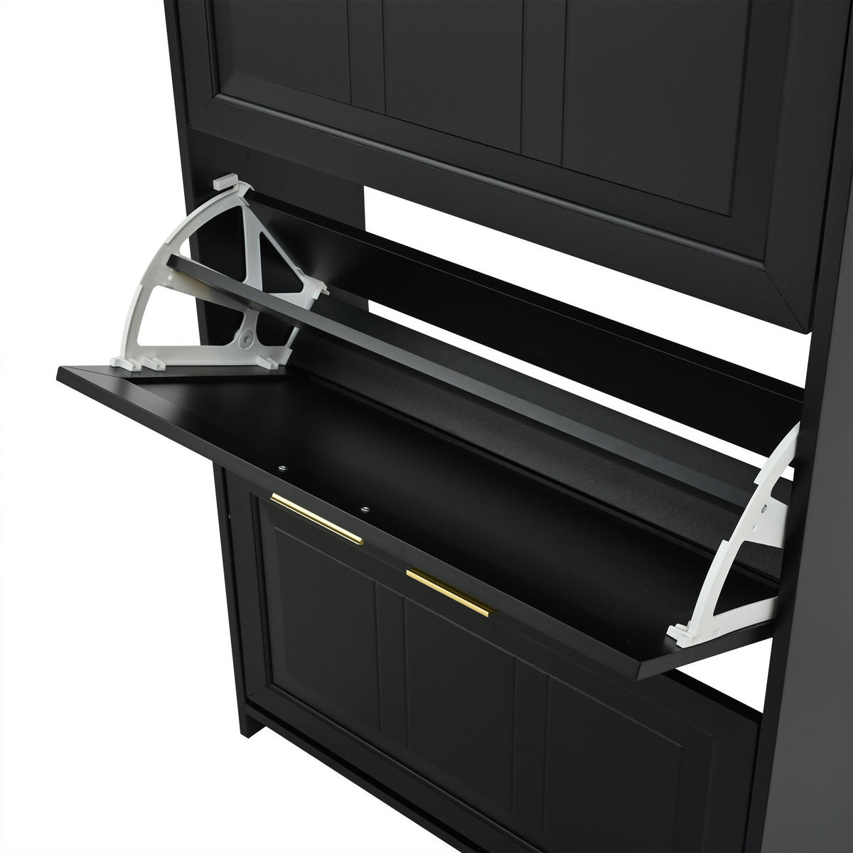 SCHUHSCHRANK aus MDF & Spanplatte 140x24x120cm in Schwarz 2er Set - Schwarz, Holzwerkstoff (140/120/24cm) - Modfu