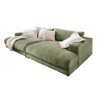 BIG SOFA XL MADELINE Grün Cord - Schwarz/Grün, Kunststoff/Textil (290/85/190cm) - KAWOLA