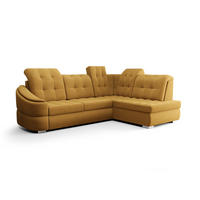 ECKSOFA KONGO RBN09, Eckcouch in L-Form mit Schlaffunktion, Farbe: Gelb, Velourstoff, Ottomane Rechts - Gelb, Textil (260/180cm) - O-Sofa