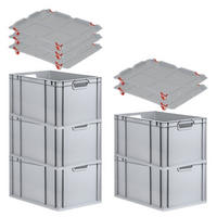 EUROBOX 5x Nextgen Economy Mit Auflagedeckel Grau/Rot Griffe Offen 65 Liter - Rot, Kunststoff (40/32/60cm) - PROREGAL