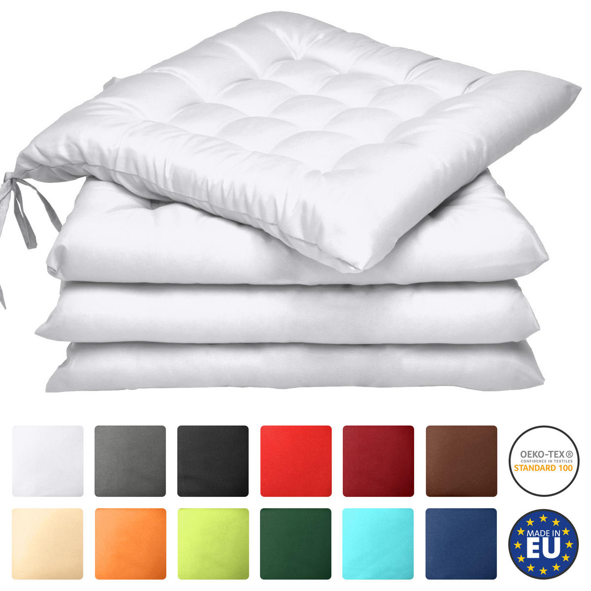 STUHLKISSEN Lea 40/40/5 cm Weiß 4tlg - Weiß, Textil (40/40cm) - Beautissu 