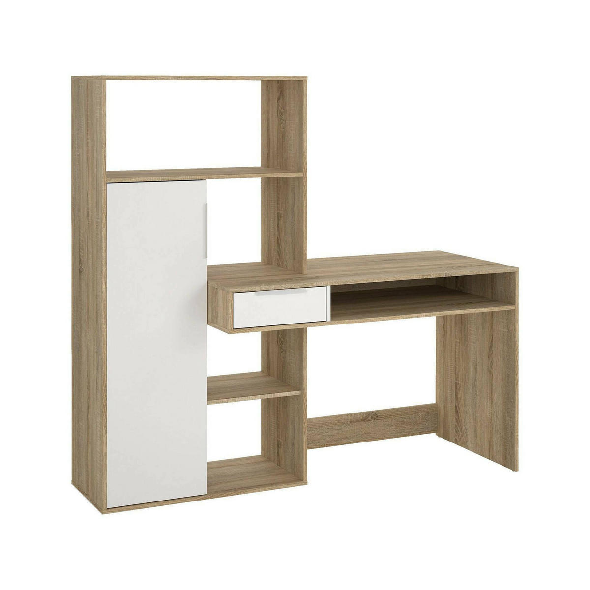 SCHREIBTISCH Eiche, Weiß 60.35/162.8/155.4 cm - Weiß, Holzwerkstoff (60.35/162.8/155.4cm) - DMORA