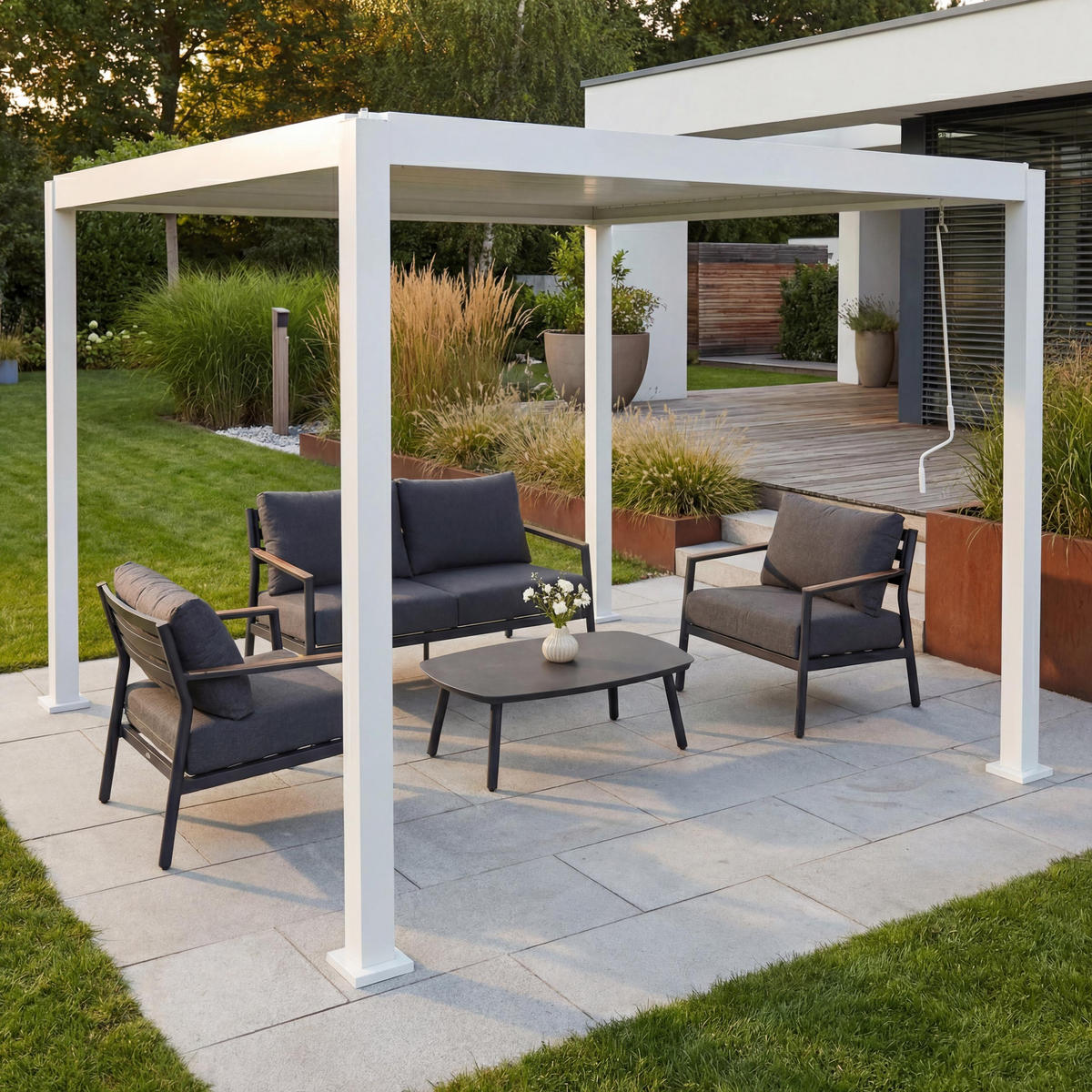 PERGOLA Weiß - Weiß, Metall (302/235/302cm) - MCW