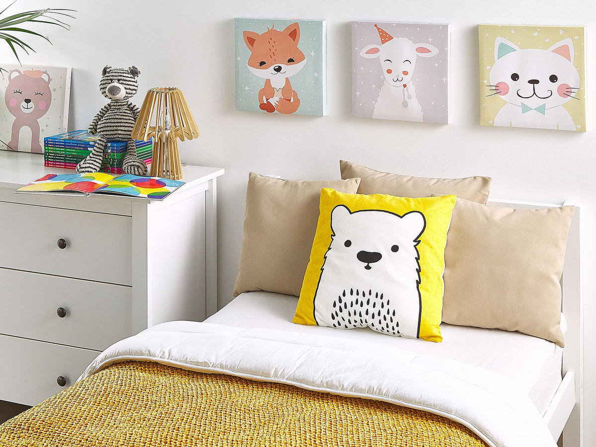 DEKOKISSEN 2er-Set Gelb 45/45 cm Waranasi - Gelb, Naturmaterialen/Textil (45/45cm) - Beliani