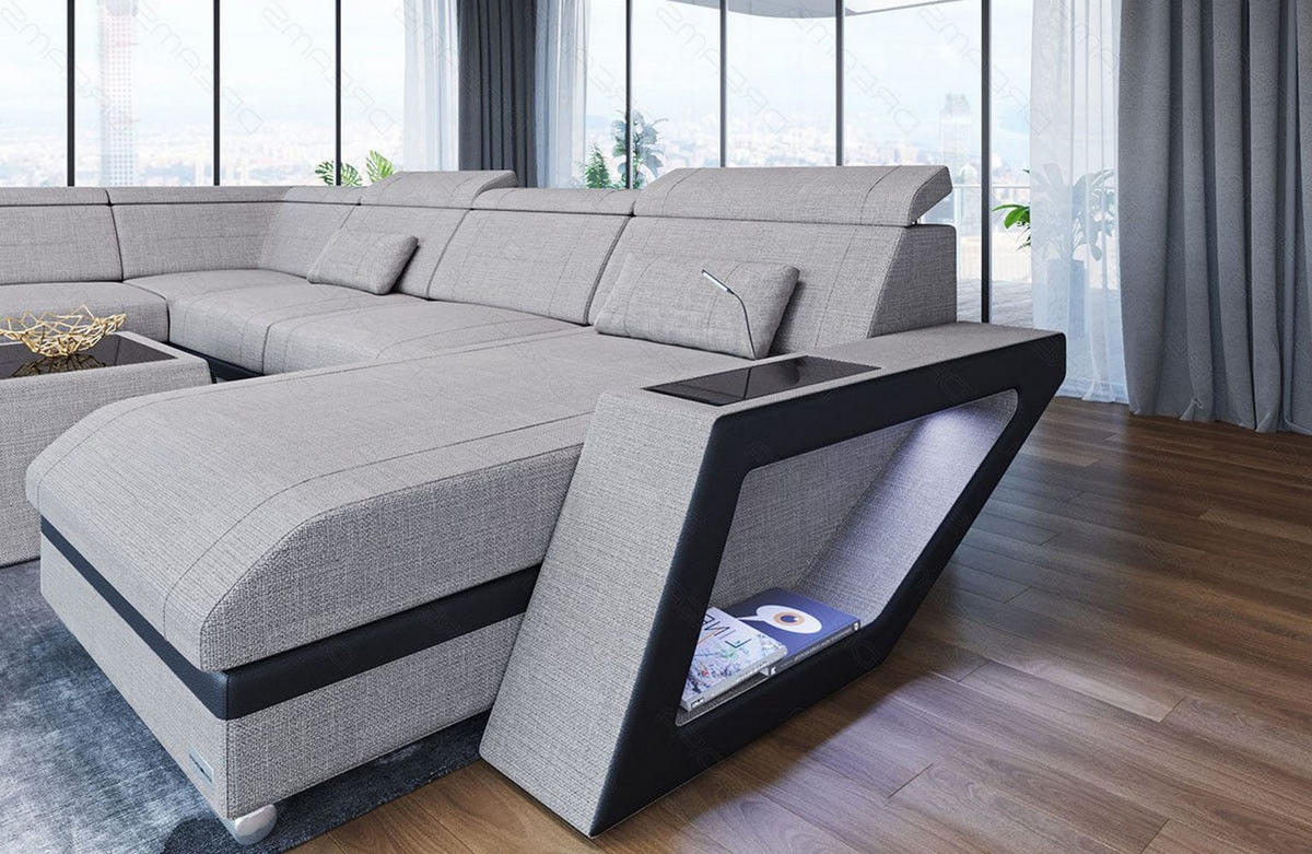 WOHNLANDSCHAFT Catania Macchiato Schwarz Strukturstoff - Braun, Kunststoff (349/89/264cm)