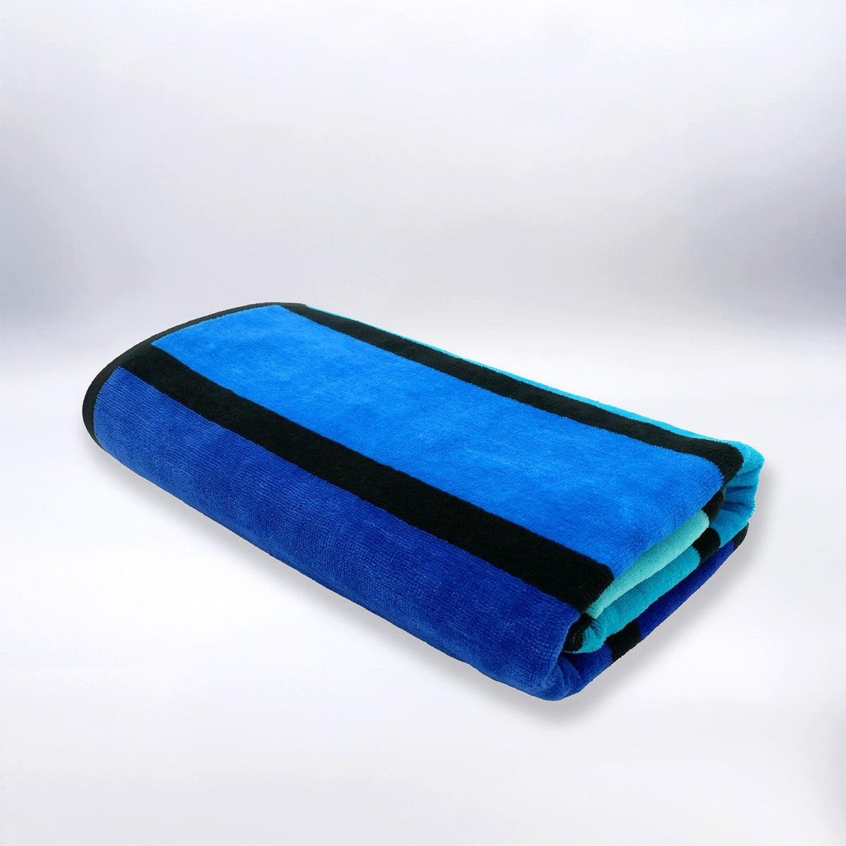 STRANDTUCH Frottee Velours Jacquard Blau 90x170 400g/m² - Glamblue - Blau, Textil (90/170cm) - LE COMPTOIR DE LA PLAGE