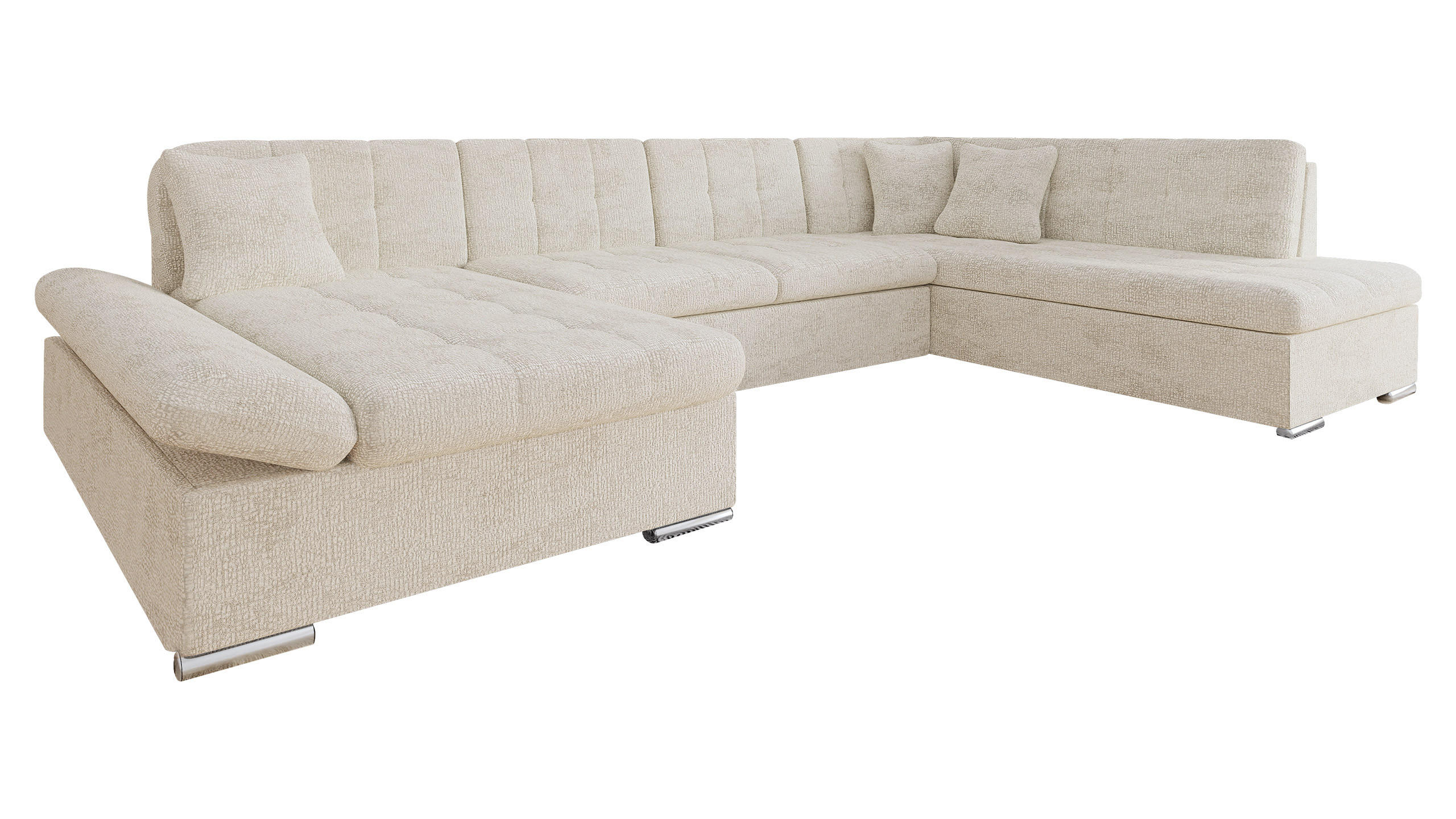 ECKSOFA Bergen Premium, Seite: Links - Silberfarben/Naturfarben, Holz/Textil (345/76/205cm) - MIRJAN24