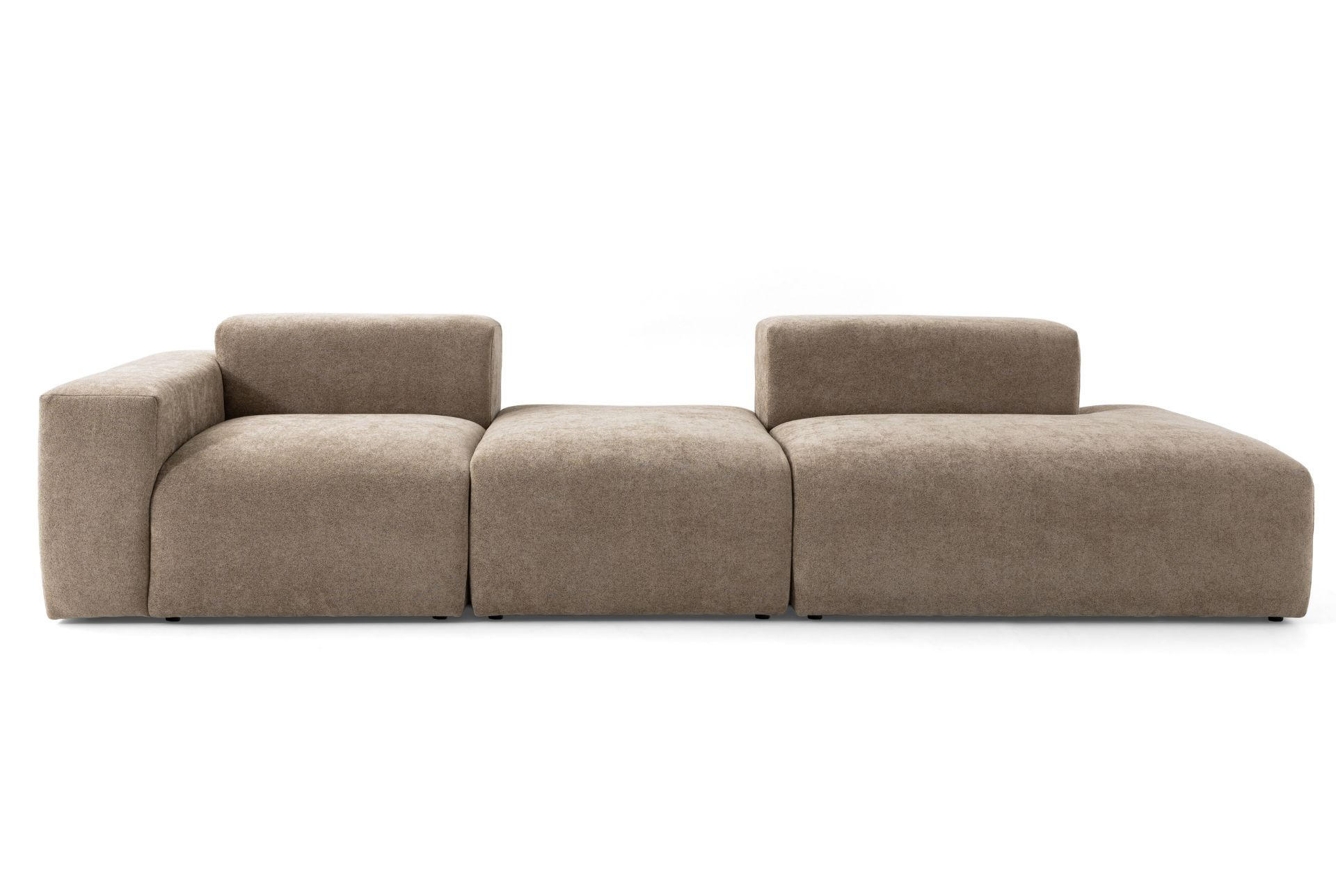 4-SITZER modulares Sofa HEAVEN SET 4 Rechts, Breite 335 cm Webstoff Braun - Schwarz/Braun, Holz/Kunststoff (102/71/335cm) - Muffo