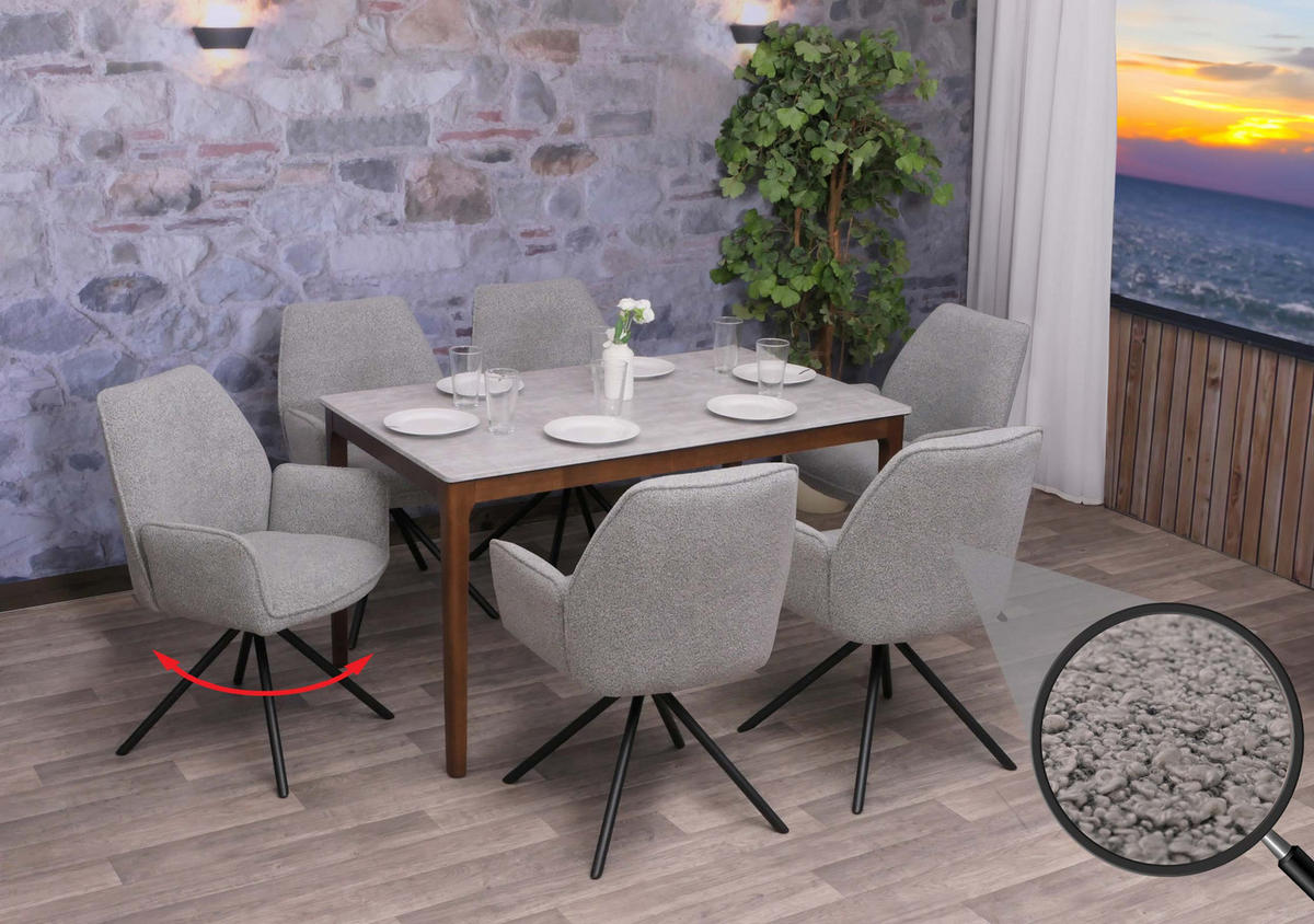 ESSZIMMERSTUHL Hellgrau 6er-Set - Hellgrau, Textil (60/86/60cm) - MCW