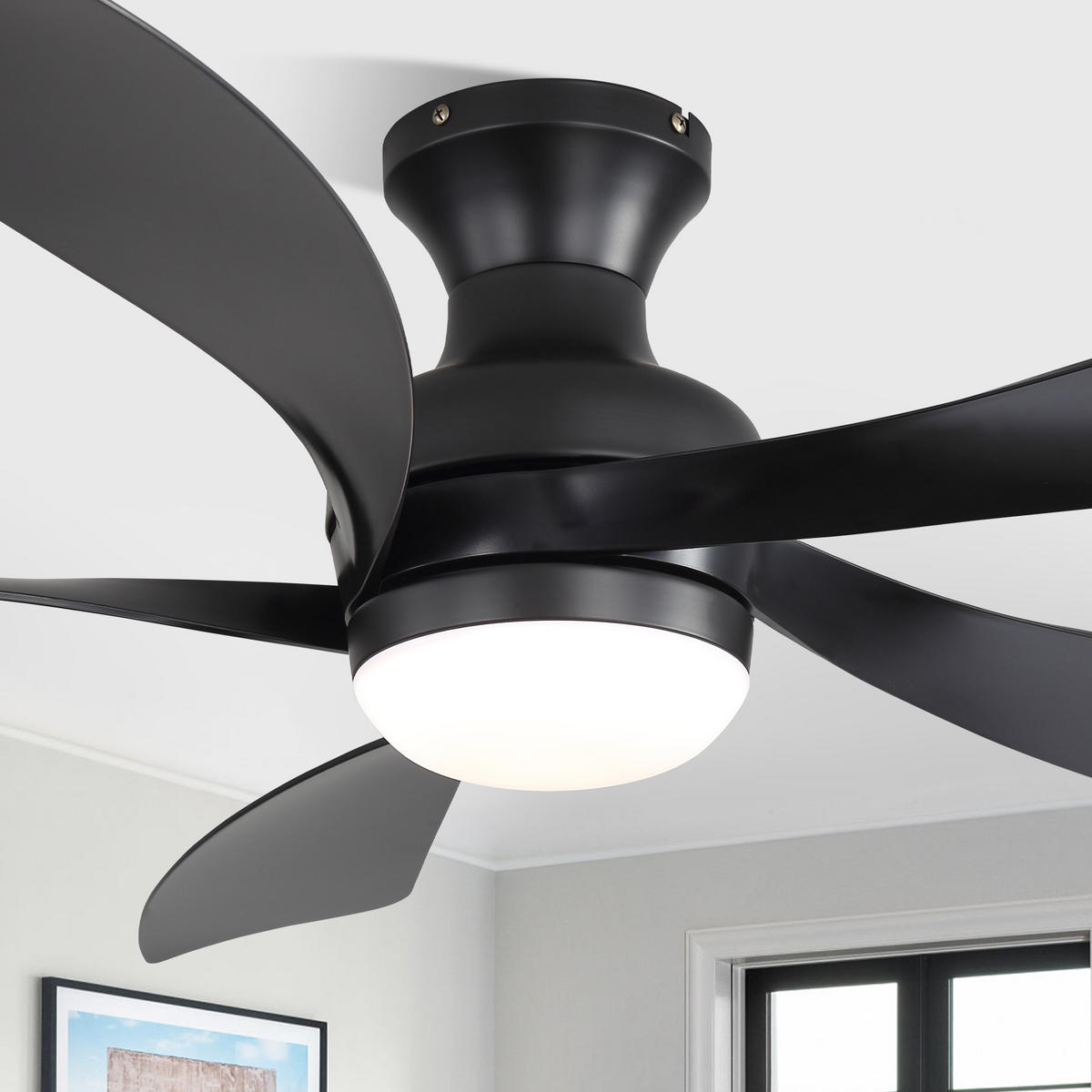 DECKENVENTILATOR 132cm LED Licht 5 ABS Flügel Timer Fernbedienung - Schwarz, Kunststoff (132/132/30.5cm) - CASIVA