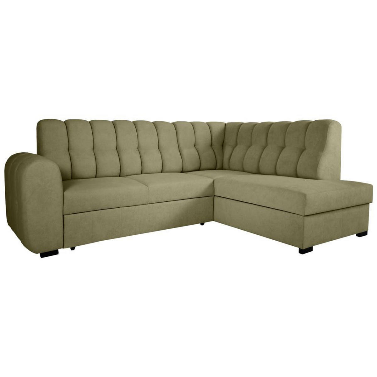 ECKSCHLAFSOFA Zoja rechts grün - Schwarz/Grün, Textil (261/193cm) - Beautysofa