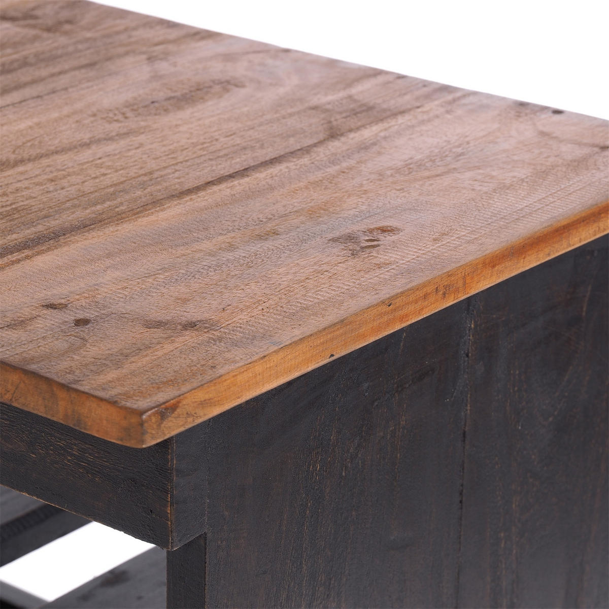 FLASCHENREGAL RUSTIQUE Recyclingholz massiv, für 12 Flaschen, mit Ablagefläche 04 schwarz-natur - Graubraun, Holz (70/70/38cm) - DESIGN DELIGHTS