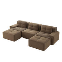 WOHNLANDSCHAFT DE-34113 modular 3-Sitzer mit Ottoman Braun - Braun, Textil (177/69/293cm) - ComfortXL