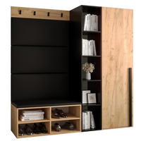 GARDEROBEN-SET 164/184/42 - Eichefarben/Schwarz, Holz/Kunststoff (164/184/42cm) - MÖBEL KRYSPOL