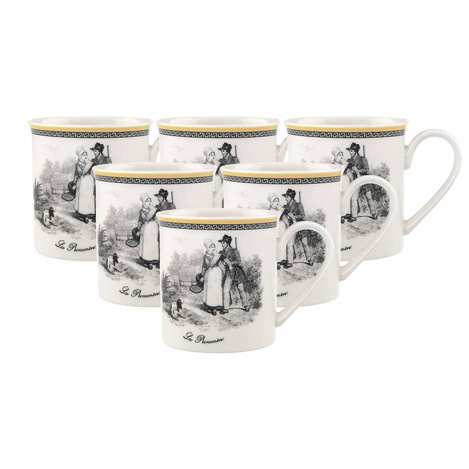 KAFFEEBECHER Audun Chasse weiß-grau-gelb 300 ml 6er Set - Gelb/Weiß, Keramik (0.3L) - Villeroy & Boch