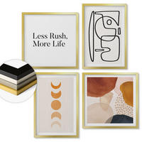 WANDBILDER 4er Set - 50x50 cm & 40x60 cm Goldrahmen - Abstrakte Formen und Farben - Goldfarben, Kunststoff (50/50cm) - ArtPrintCave