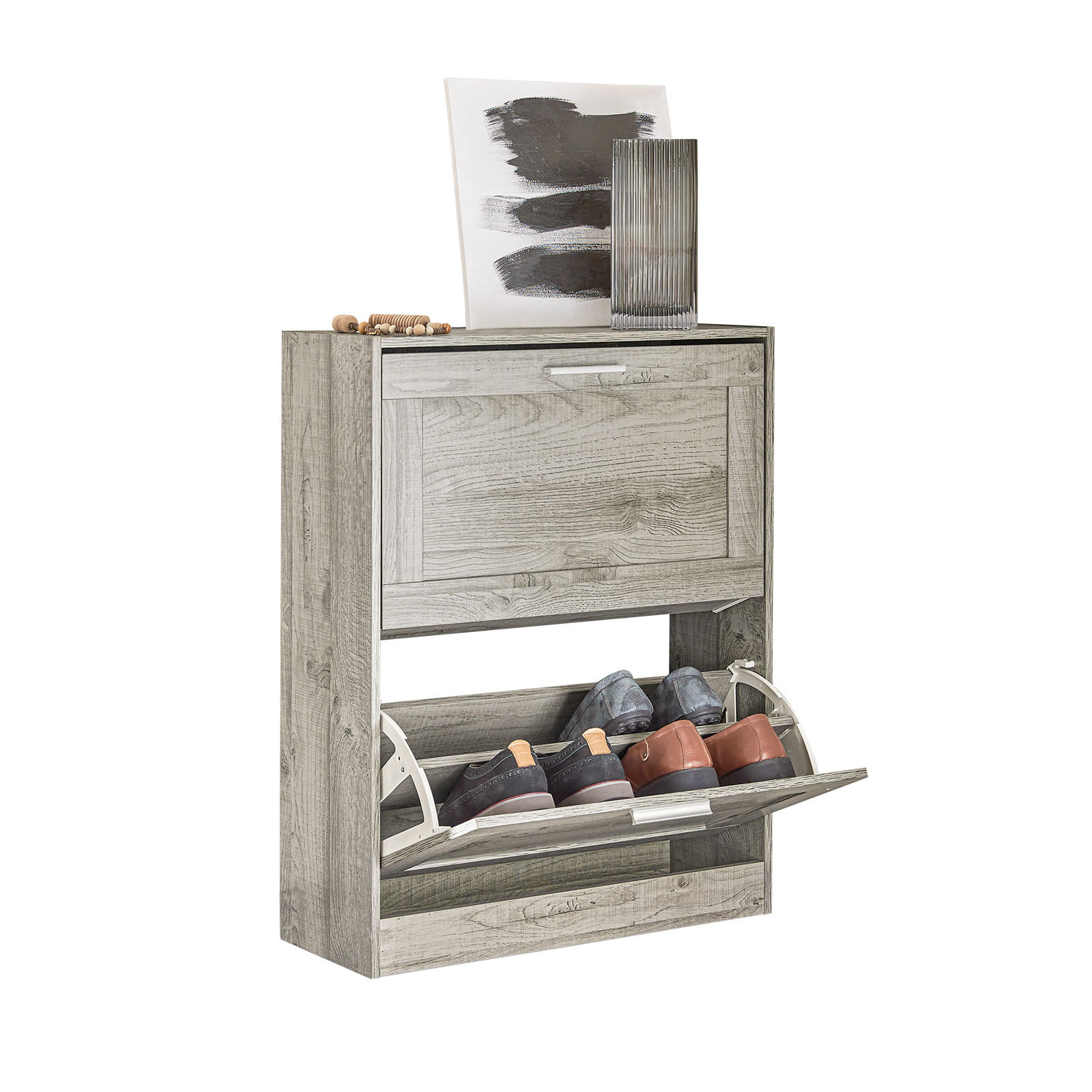 SCHUHSCHRANK Grau - Grau, Holzwerkstoff (60/79/23cm) - SoBuy