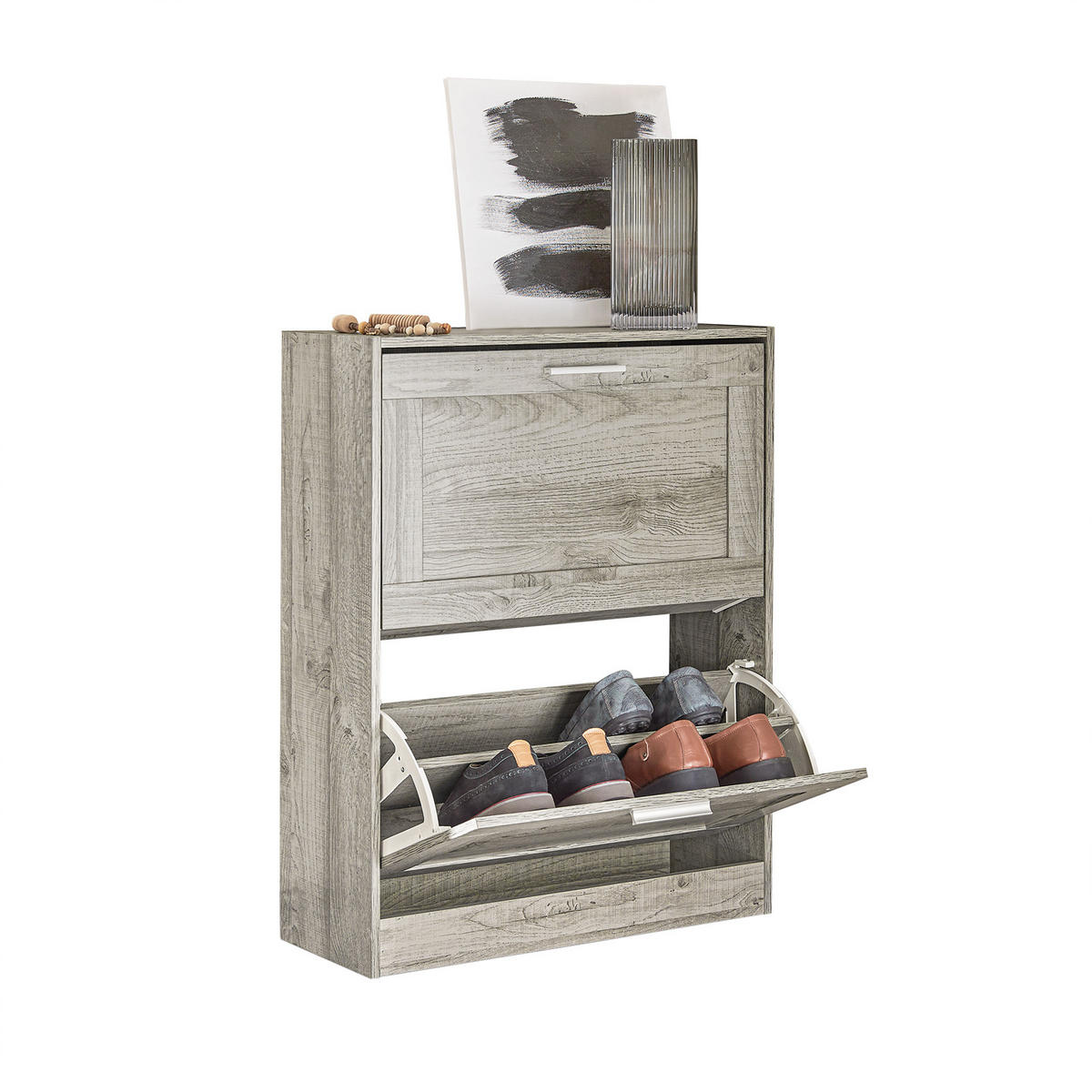 SCHUHSCHRANK Grau - Grau, Holzwerkstoff (60/79/23cm) - SoBuy