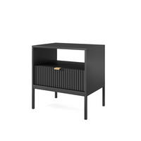NACHTTISCH Nova Schwarz, Schwarze Beine, mit Schublade - Schwarz, Holzwerkstoff/Metall (54/56/39cm) - Bettso