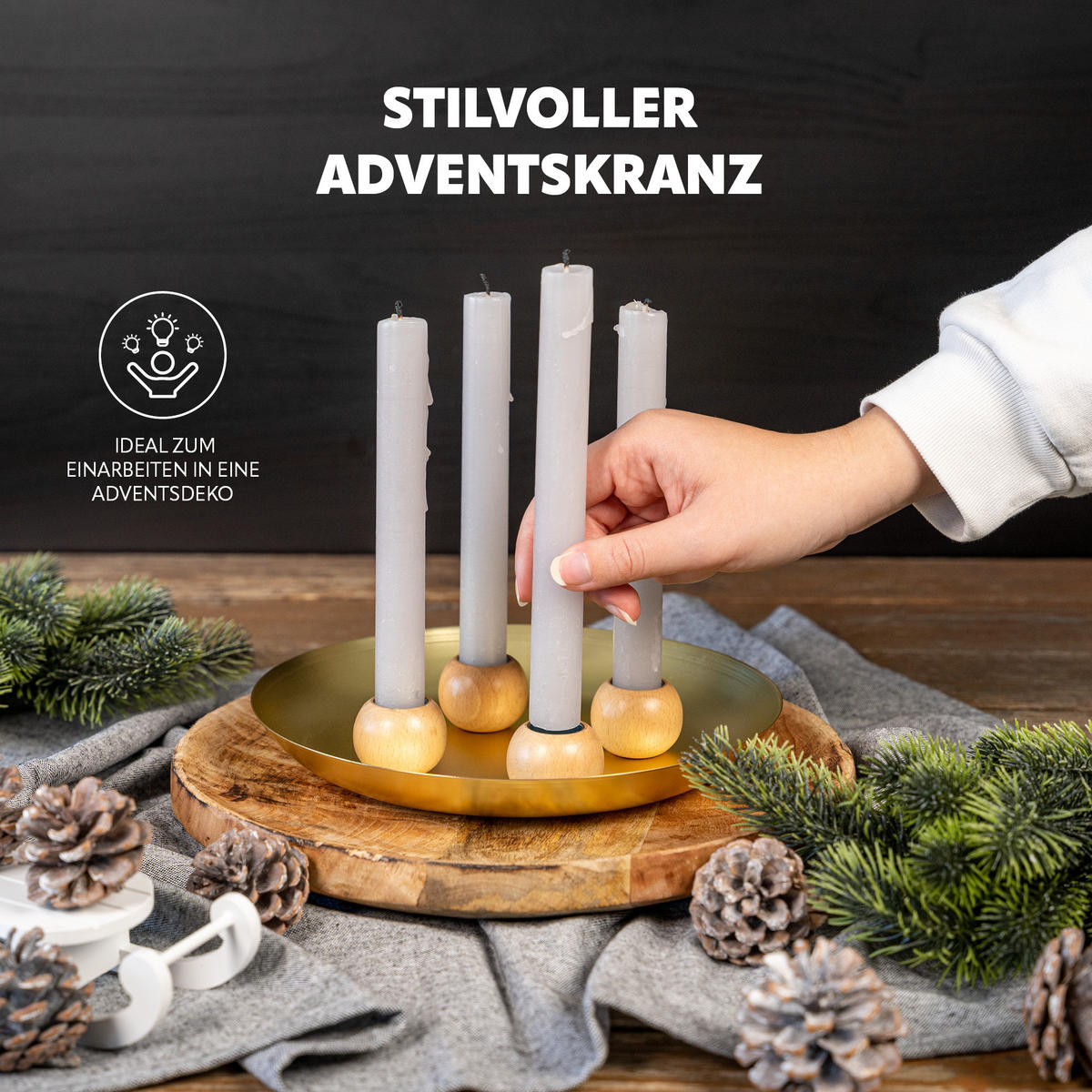 KERZENHALTER, Gold - Goldfarben, Metall (22.5/3.5/22.5cm) - bremermann