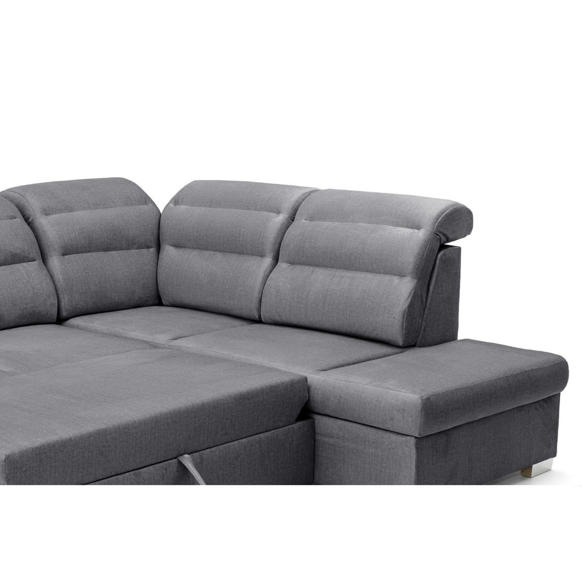 ECKSOFA U-Form CLOUD U Rechts mit Schlaffunktion 120x252 Velours Dunkelgrau - Dunkelgrau/Silberfarben, Holz/Kunststoff (202/103/320cm) - Muffo
