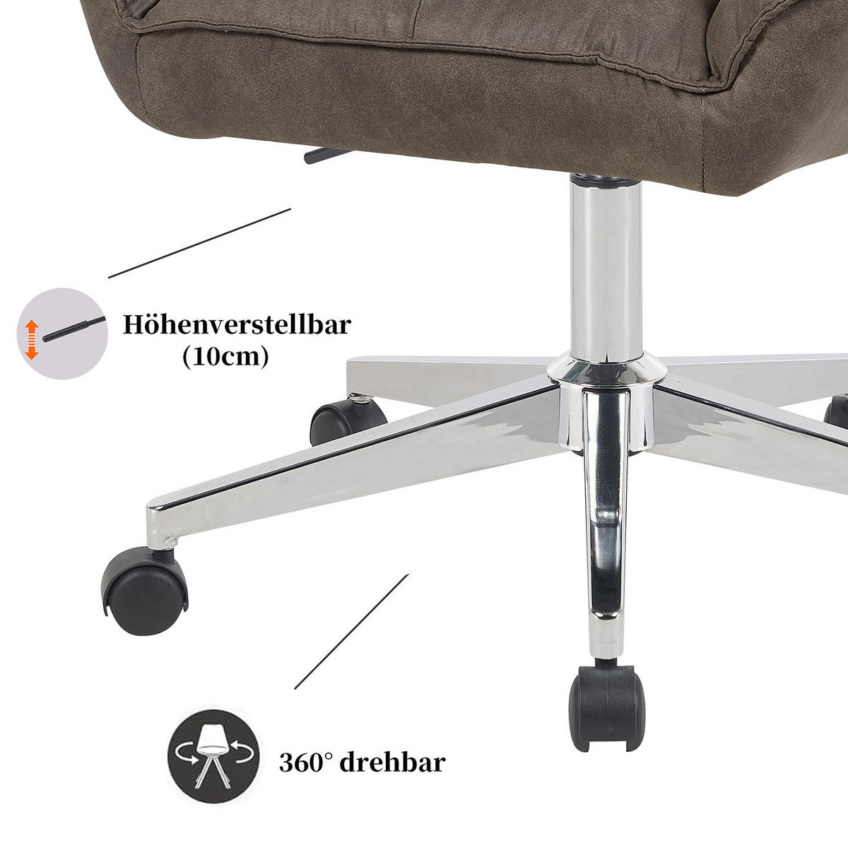 BÜROSTUHL Mika-Megan 2er-Set - Taupe/Chromfarben, Textil/Metall (60/85/68cm) - DUBI Möbel