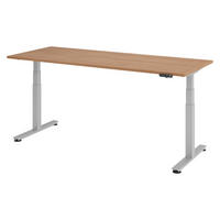 SCHREIBTISCH elektrisch XDSM 80/200/74 cm in Nussbaumfarben/Silberfarben - Silberfarben/Nussbaumfarben, Holzwerkstoff (80/200/74cm) - bümö