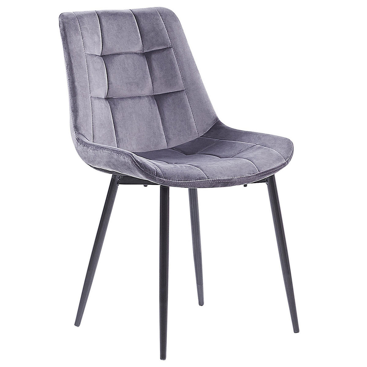 STUHL 2er-Set Samtstoff Grau Melrose - Grau, Textil/Metall (51/82/59cm) - Beliani