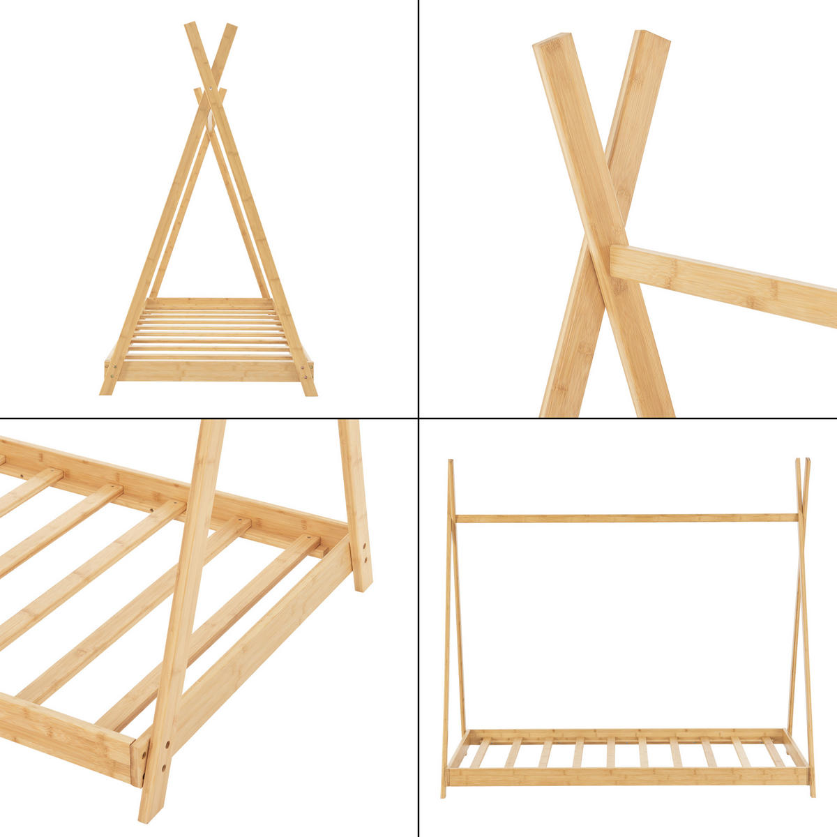 KINDERBETT Vimpeli mit Matratze - Naturfarben, Holz/Textil (70/140cm) - [en.casa]