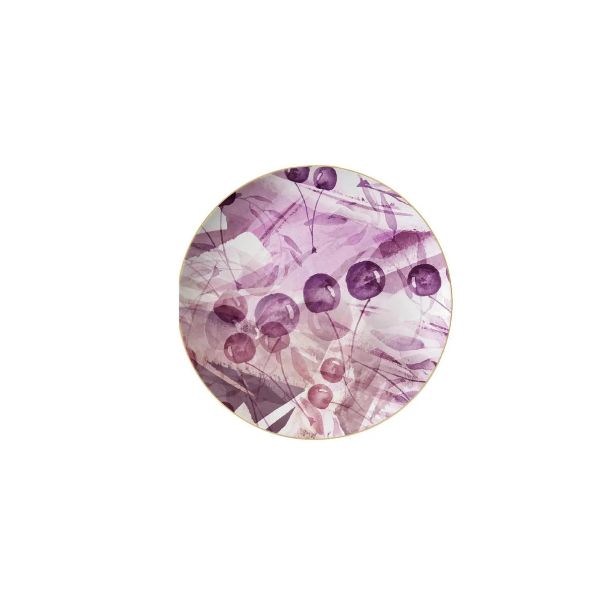 TELLERSET Lila Kirsche Bone China Lila Gold 4tlg Ø30 Ø26 Ø20 Ø16 cm - Weiß Hochglanz/Lila, Keramik (30/2/2cm) - Quality Elegance