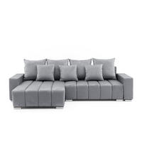 ECKSOFA Piano L Links mit Schlaffunktion 137x234 Velours Grau - Silberfarben/Grau, Holz/Textil (278/178cm) - Muffo