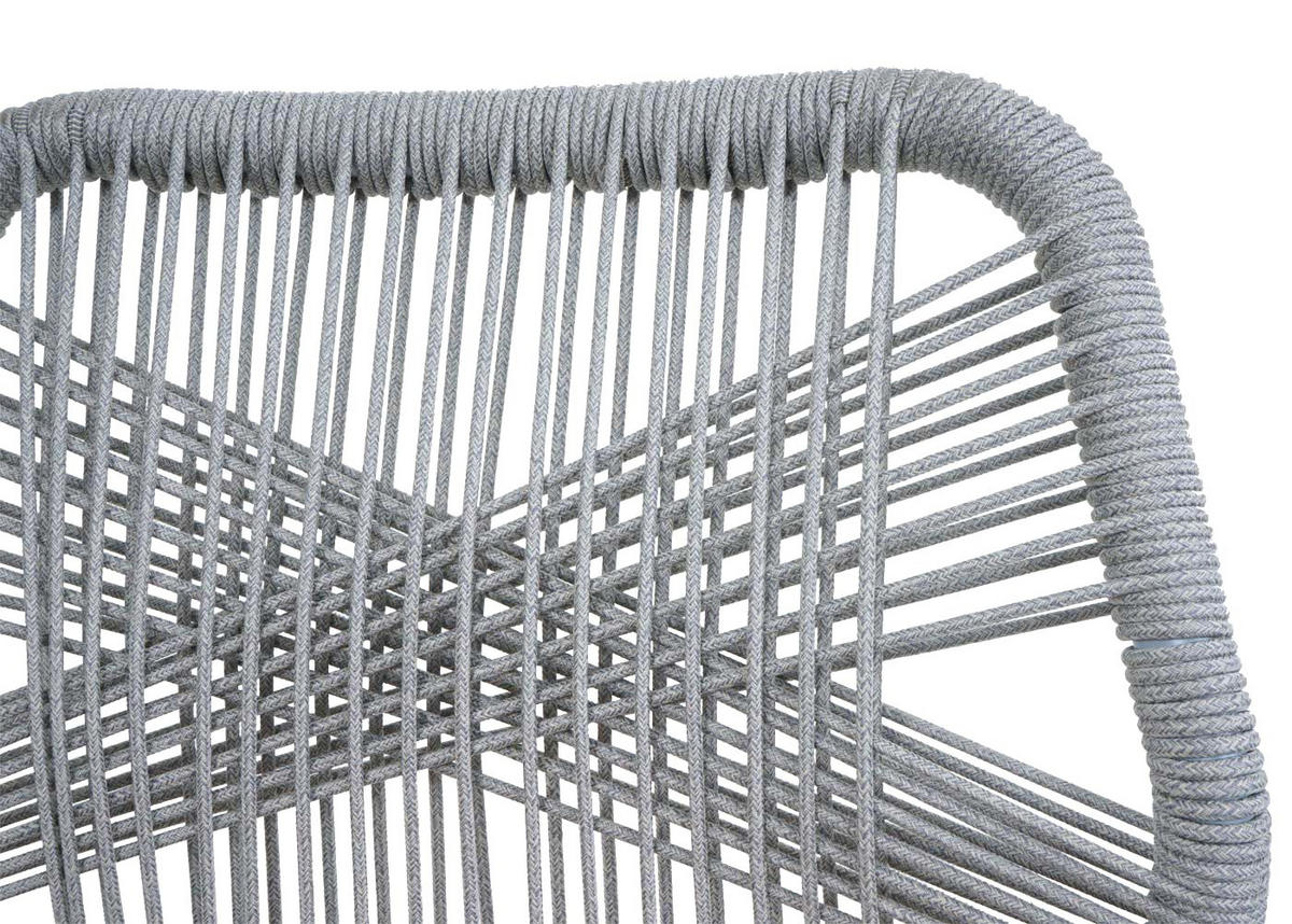 GARTENSTUHL 2er-Set HxBxT 101x45x52cm Sitzhöhe 76cm Hellgrau Kissen Hellgrau Seilgeflecht Metall - Hellgrau, Metall (45/101/52cm) - PROREGAL