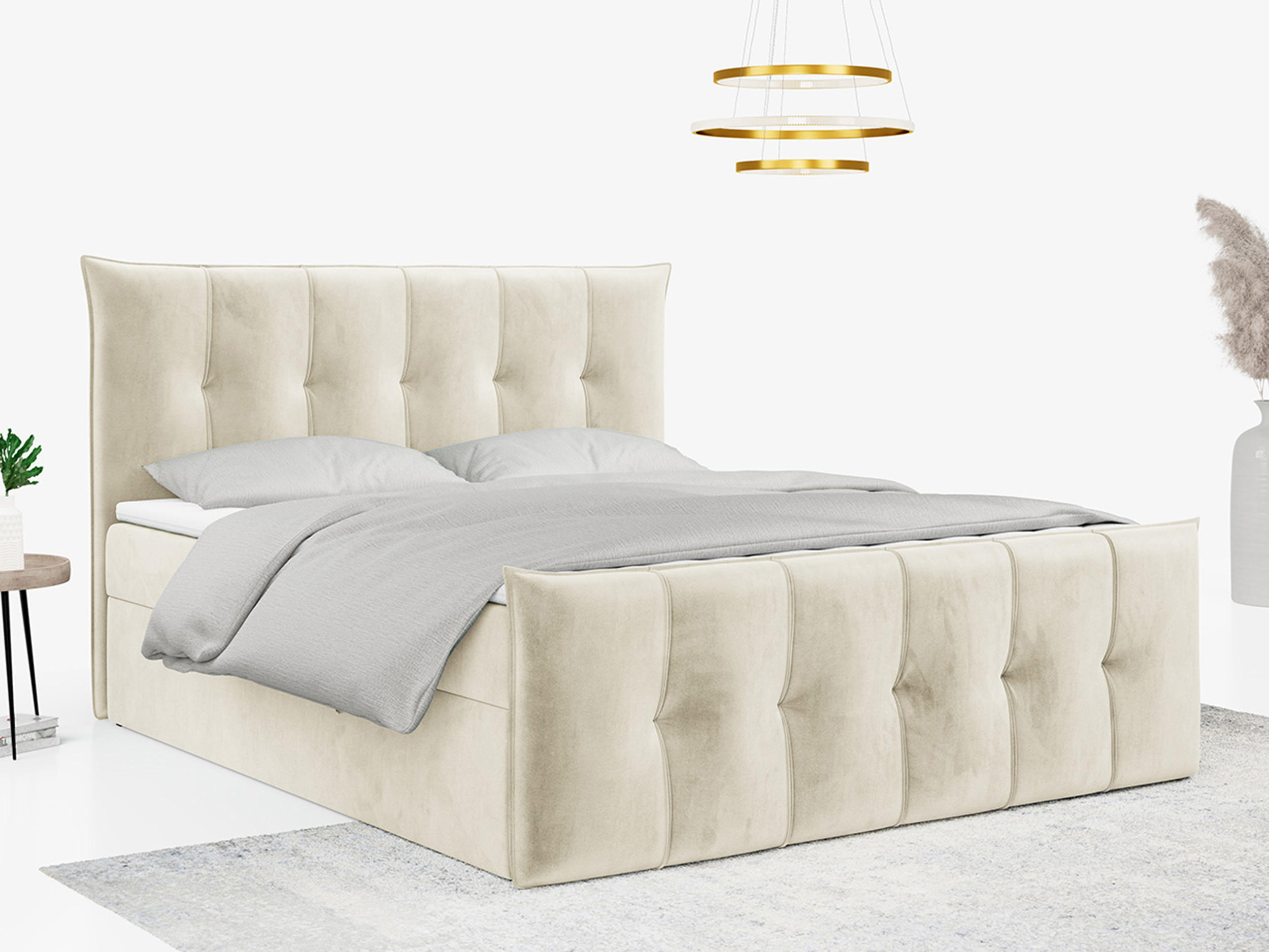 BOXBETT PREMIUM 11 120/200 Beige Velvet - H3 - Beige, Holz/Textil (120/200cm) - MKS