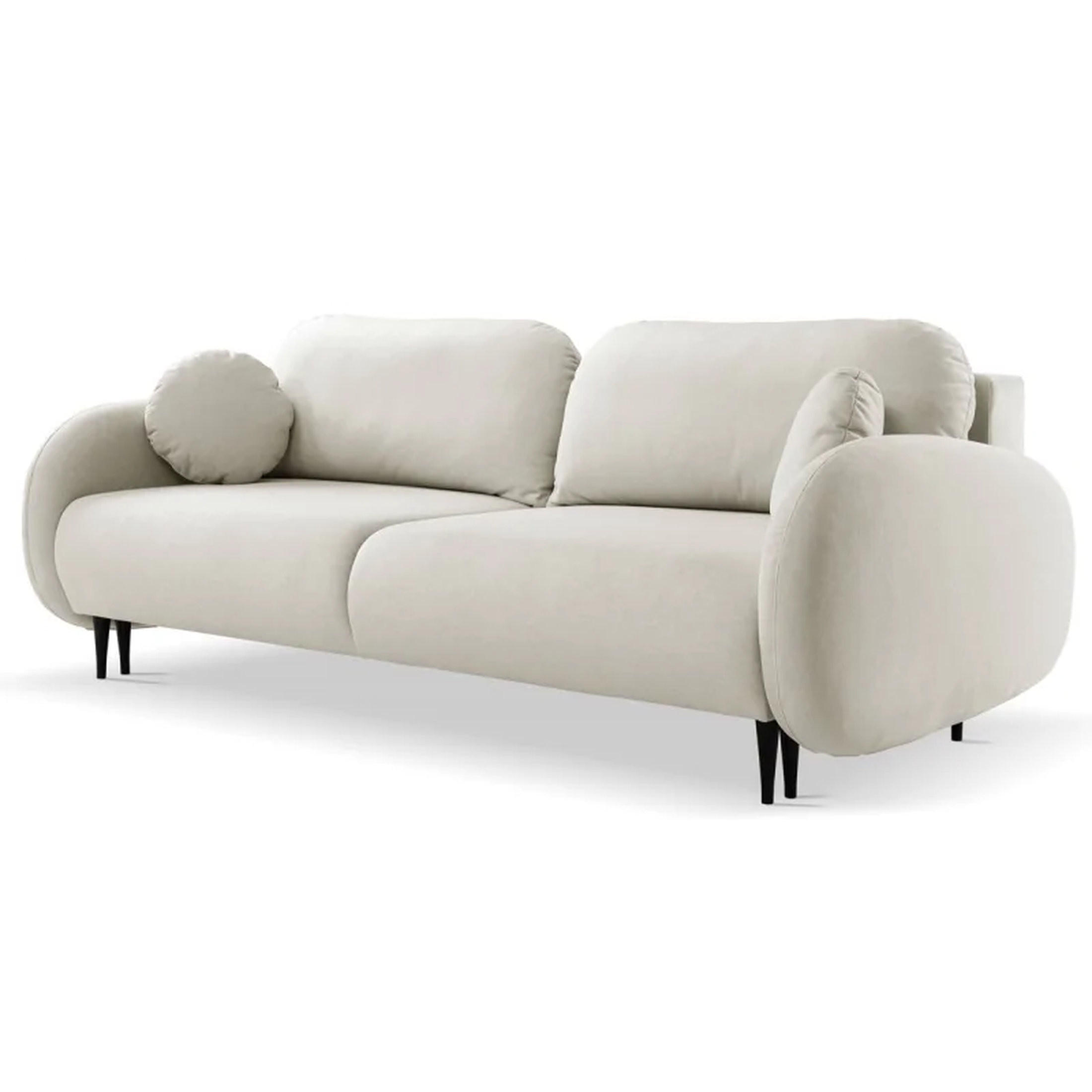 SCHLAFSOFA SOFTI, Sofa mit Schlaffunktion und Bettkasten, Farbe: Creme, Velourstoff - Creme, Textil (232/95/109cm) - Sepro Meble