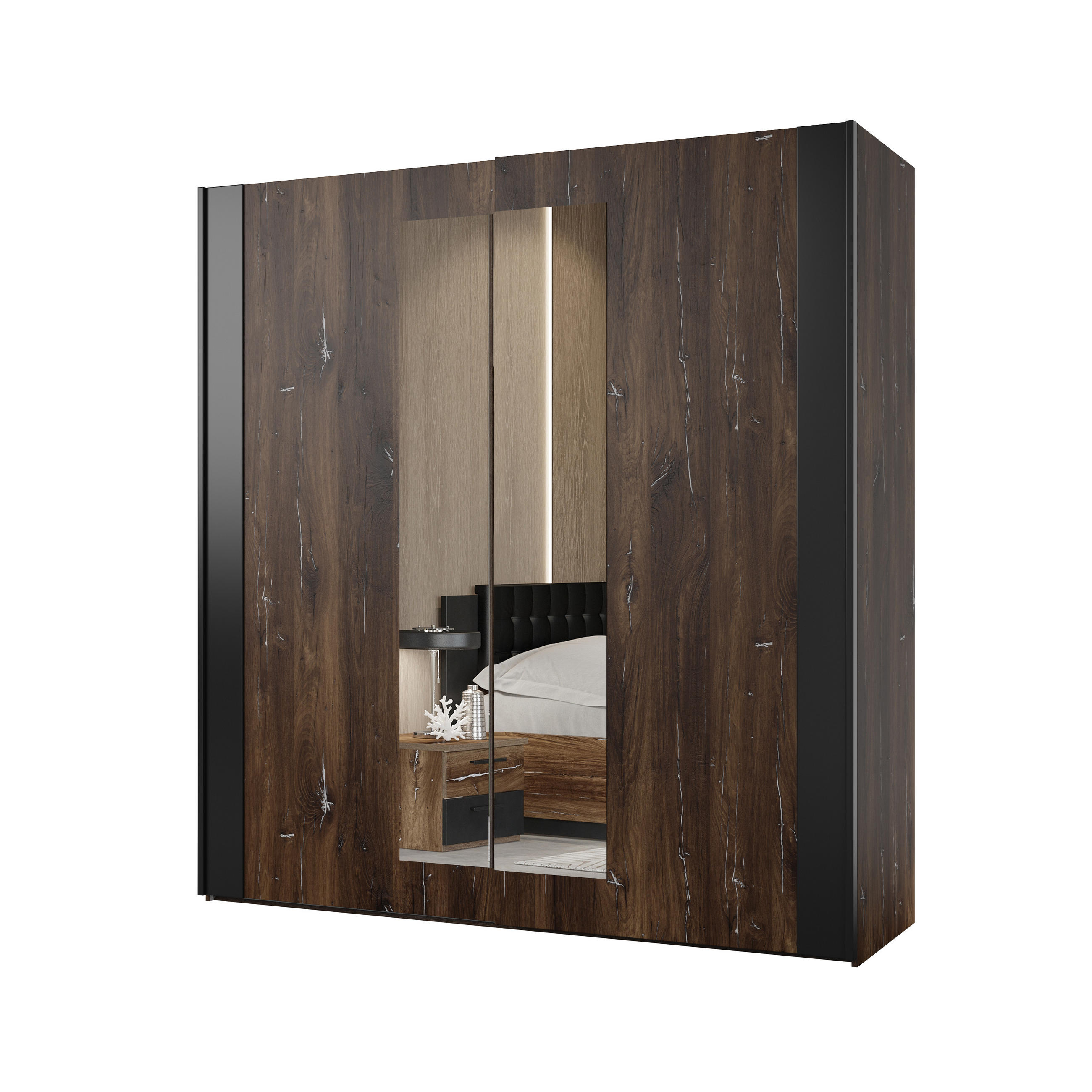 SCHWEBETÜRENSCHRANK SIGNORA 200/213/64 cm 2-türig mit Spiegel Multicolor - Multicolor, Holzwerkstoff (200/213/64cm) - MASSENO