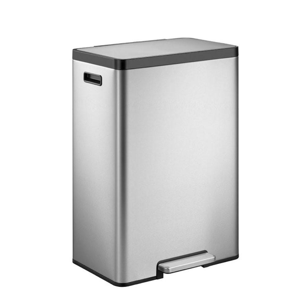 MÜLLEIMER Rechteckiger Aus Gebürstetem Edelstahl Mit Soft Close Deckel & Handlichen Kunststoffgriffen 30 Liter 64 x 29,5 x 36,5 cm Silber - Silberfarben, Metall (29.5/64/36.5cm) - PROREGAL