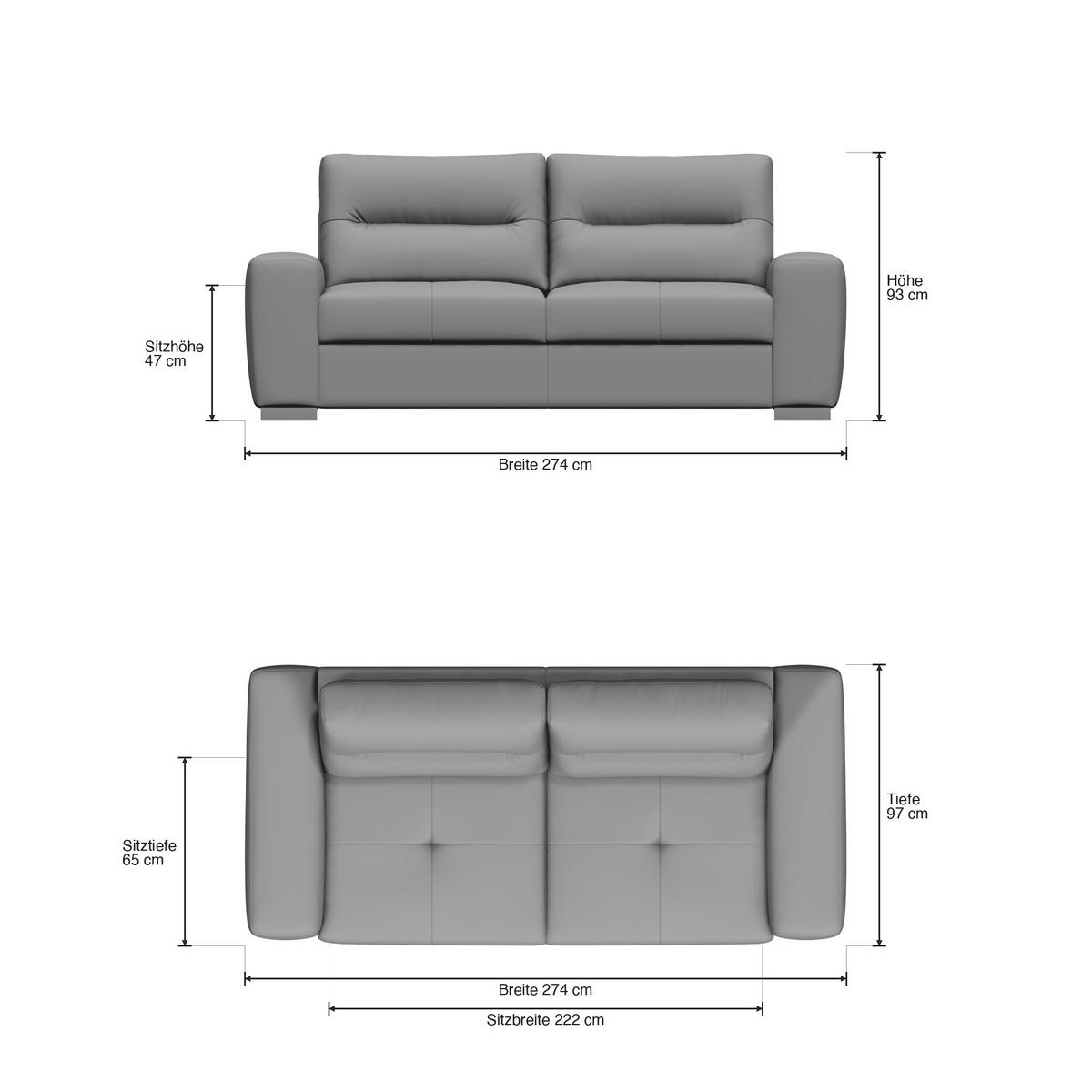 3-SITZER Carlisle Chenille Beige 274/97/93 cm - Taupe, Kunststoff/Textil (274/93/97cm) - foamnova