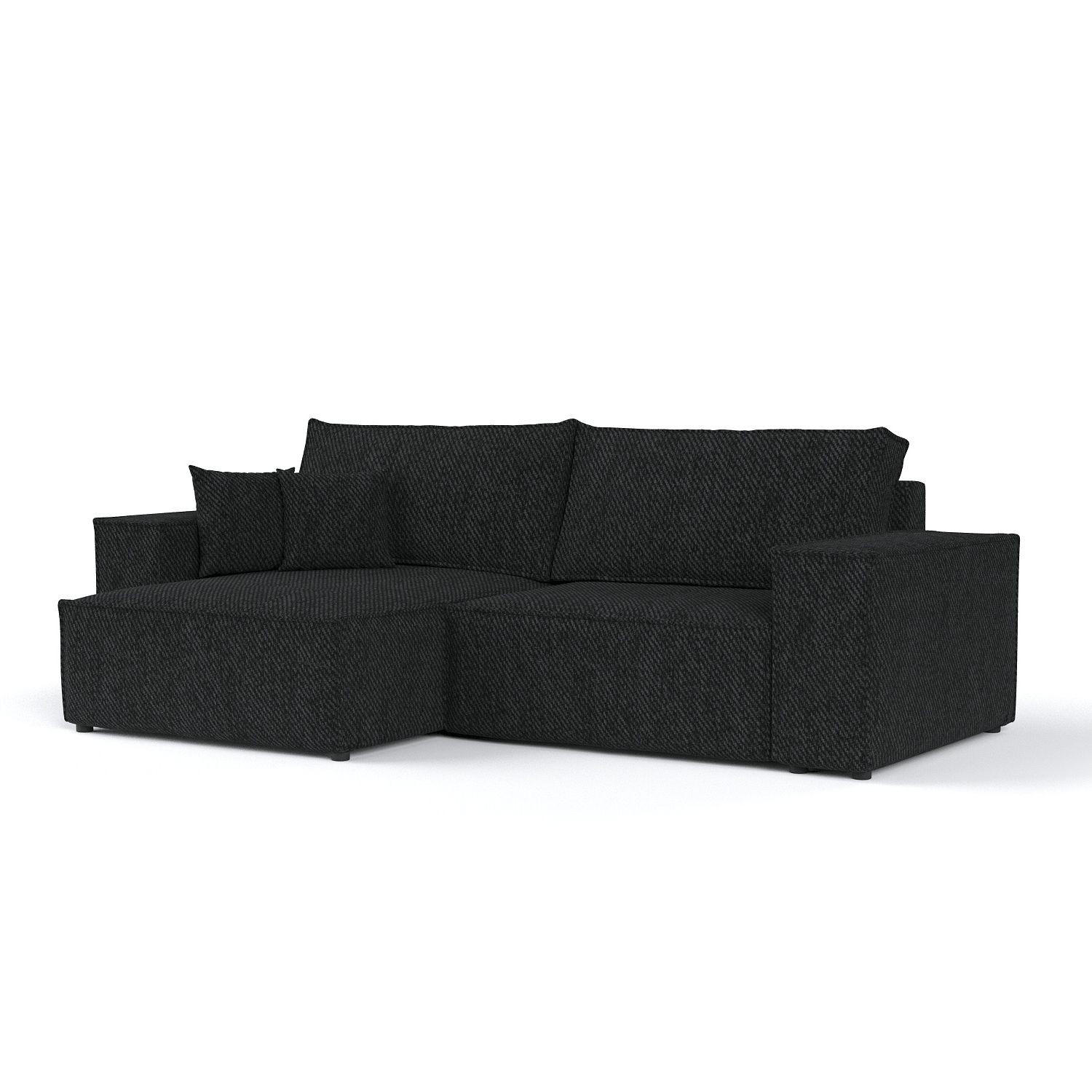 ECKSOFA CAVO mit Schlaffunktion Schwarz im Neve Stoff - Schwarz, Holz/Holzwerkstoff (255/148cm) - AltaBeds